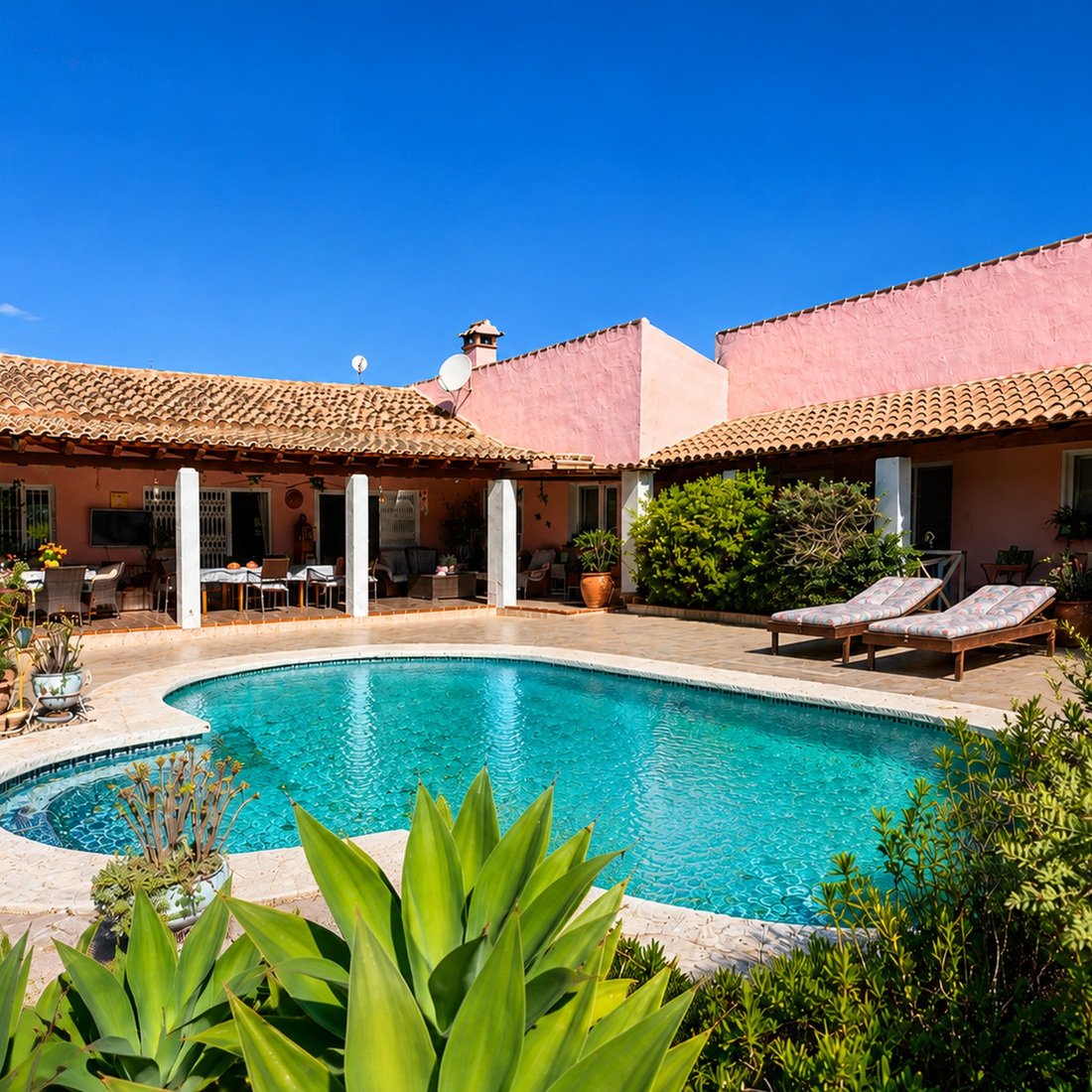 Villa Azahar piscina vegetación
